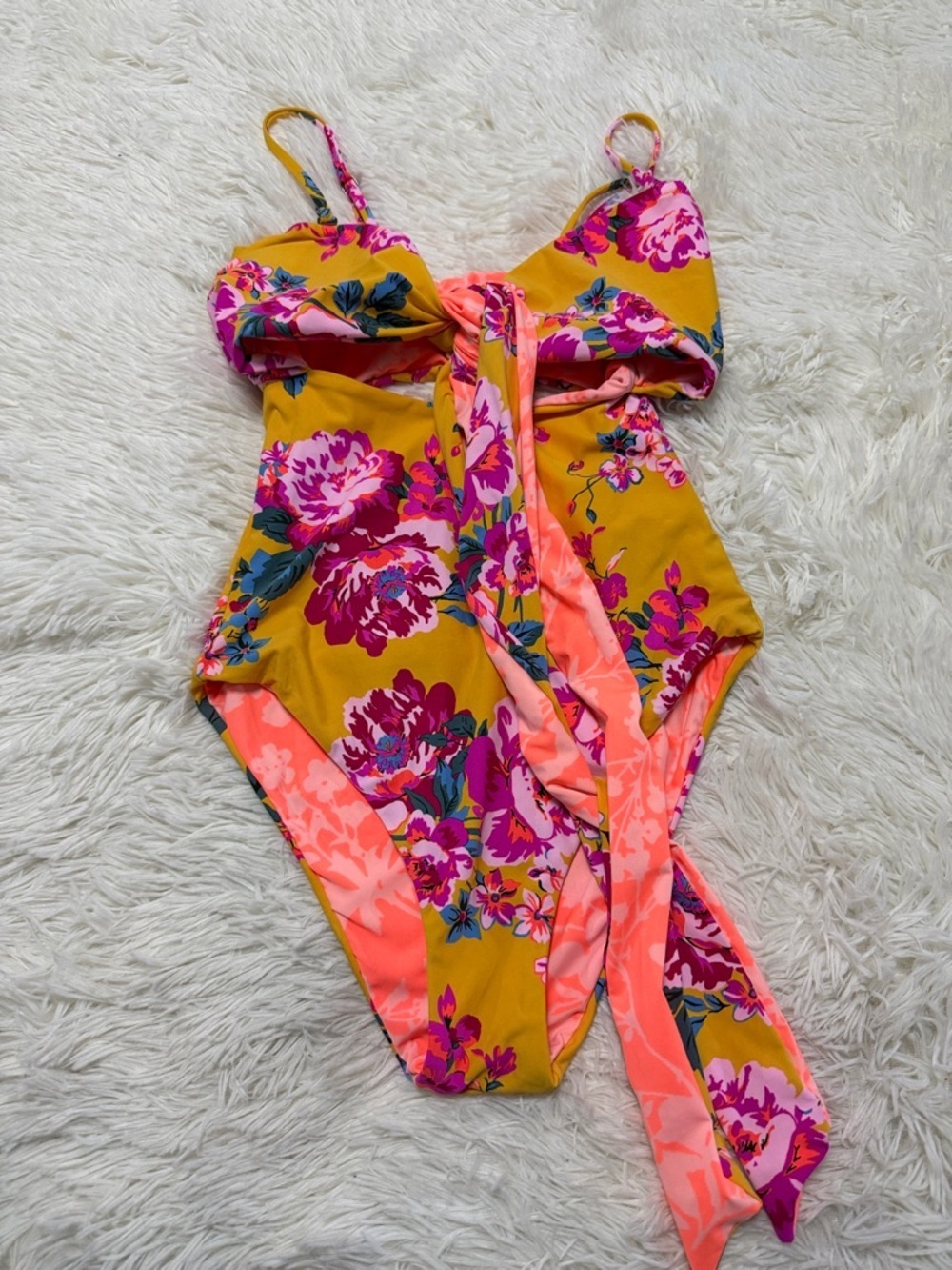 Reversible Floral Cutout One-Piece Swimsuit